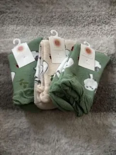 あったかパイル　シマエナガ柄ソックス3足セット　小鳥