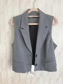 タグ付き　未使用　ZARA テーラードベスト　グレー　XS