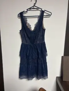 BCBGMAXAZRIA ネイビー レース ノースリーブ ワンピース