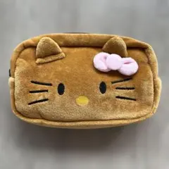 【新品】日焼けキティ ふわふわポーチ ハローキティ ペンケース 茶色 可愛い