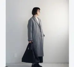 無印良品　再生ウール混チェスターコート ロングコート　ウールコート　グレー柄