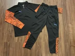 【美品】PUMA ジュニア 上下2点セット オレンジ ブラック 140サイズ