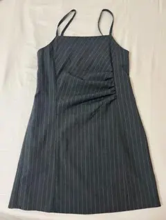 ストライプ柄キャミワンピース ダークグレー