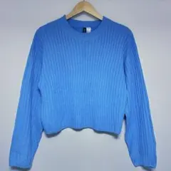 H&M DIVIDED ショート丈ニット L ライトブルー 水色 クロップド