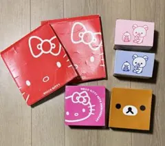 キティお皿２枚.キティ.リラックマガラスボウル各１個、リラックマグラス４個