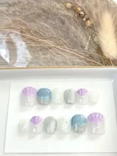 ぷっくり貝殻モチーフ 海柄キッズネイルチップ 12個セット