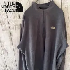 【USA規格】ノースフェイス フリース ハーフジップ 薄手 刺繍ロゴ　グレー