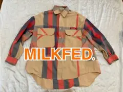 MILKFED. チェック柄長袖オーバーサイズシャツ ゆったりのサムネイル