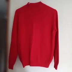 赤 ハイネック 長袖ニットセーター