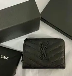 SAINT LAURENT 2つ折り財布 キャビアスキン YSL 黒