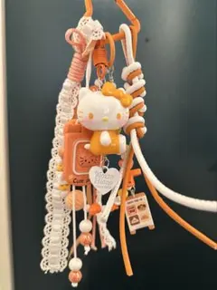 ハローキティ カラフルキャンディ風 バッグチャーム キーホルダー オレンジ系