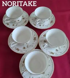 NORITAKE ノリタケ ティーカップ & ソーサー 5客 花柄 金彩