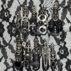 No.8┊︎ 地雷系　ネイルチップ　ジェルネイル　シルバー ブラック 量産型