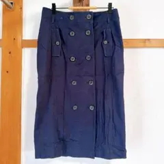TALBOTS ダブルボタン ひざ丈スカート ネイビー サイズ6【M】のサムネイル