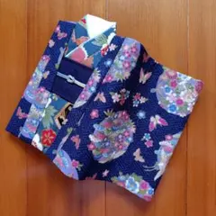 ブックカバー　打ち掛け　紺×青緑　文庫本サイズ