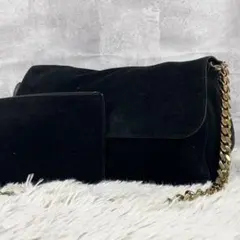美品 セリーヌ スエード ショルダーバッグ グルメット フィービー期 ブラック
