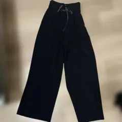 レースアップ ワイドパンツ ブラック