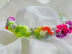 ★夜のお散歩に大活躍★ カラフルパラコード✕花デザイン LEDペットアクセサリー