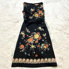 美品✨SunaUna スーナウーナ 黒 ワンピース　ウエストリボンサイズ38のサムネイル