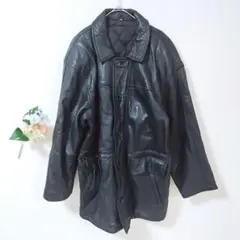 3 レザージャケット ミドル丈 ポケット 昭和 革ジャン キルティング仕上げ