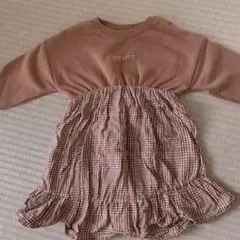 グレンチェック　ブラウン　ワンピース