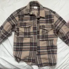 H&M　チェック柄ウール混合シャツジャケット