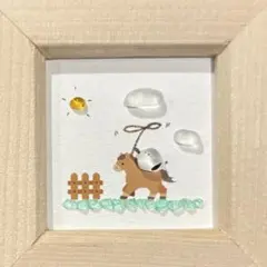 カウボーイ？　シマエナガ　。シーグラスアート