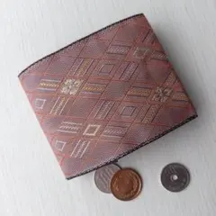 畳縁二つ折り財布（くすみピンク＋金黄土色）