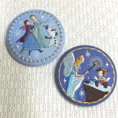 ディズニー 刺繍缶バッジ アナと雪の女王 ピノキオ 2個セット キャラクター