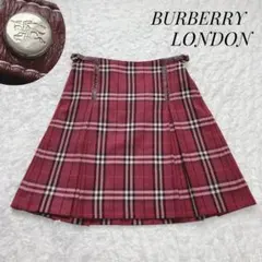 BURBERRY BLUE LABEL スカート 膝上丈 赤 チェック ウール