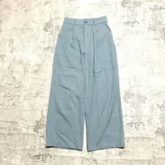 ワイドパンツ スラックス F ライトブルー きれいめ カジュアル ゆるシルエット