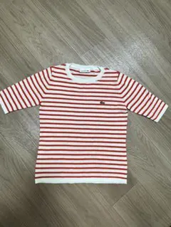 LACOSTE 赤と白ストライプ ニットセーター5号〜7号サイズ