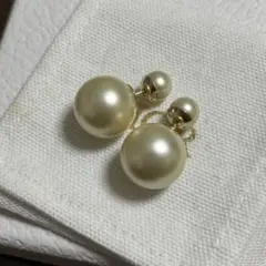 ［極美品］ディオール　トライバルボールピアス　パール　両耳