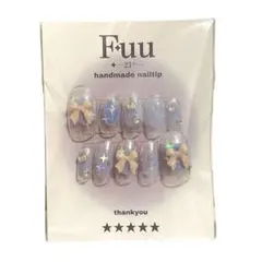 【未開封】ネイルチップ ハンドメイド リボン ラメ ブルー 量産型 韓国風