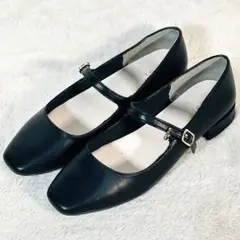 美品【grove】フラットシューズ ブラック メリージェーン スクエアトゥ