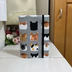 猫柄　ねこ　リアルねこ　猫の頭　猫の顔　お薬手帳ケース　マイナンバーカードケース