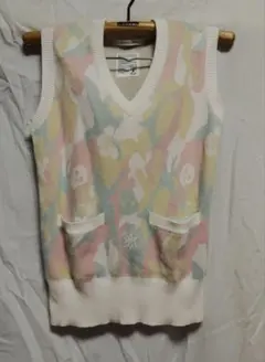 スカル ニットベスト MARK&LONA（マークアンドロナ） ☻MARK&LONA☻スカル総柄ニットベスト♠グレー♠XL 総柄 38 グレー系 メンズウェア