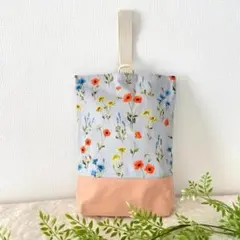 女の子 シューズ袋 お花 入園 入学 グッズ サーモンピンク 帆布 靴袋 送料込