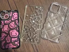 iPhone用ケース3個セット（ピンク顔・星型）