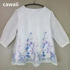 cawaii　カワイイ　 刺繍　シースルー　ブラウス　チュニック　フリーサイズのサムネイル