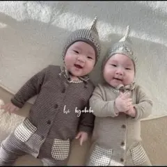 【新品】73cm ストライプロンパース とんがり帽子付き