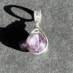 WP318S 天然石 ワイヤーラッピング ペンダントトップ アメジストスモーキー
