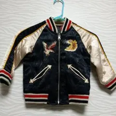 スカジャン鷹虎刺繍ボンバージャケット 黒とベージュ