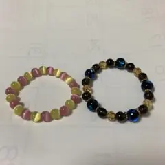 天然石風 ブレスレット 2本セット