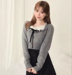 TITTY&CO. フロントフリルリボンニット