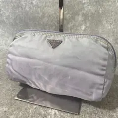 PRADA プラダ 化粧　ポーチ 三角ロゴ テスートナイロン　ブルー