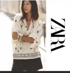 ZARA 刺繍入りブラウス ホワイト