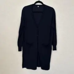 ネイビー 長袖 カーディガン ポケット付きのサムネイル