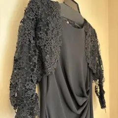 ロングドレス・レースボレロ(ブラック)　2点セット