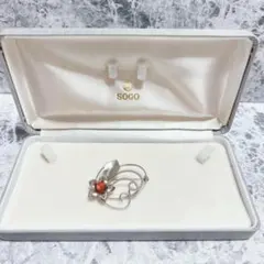 ブローチ　silver　シルバー　珊瑚　さんご　コーラル　花　EL-1423